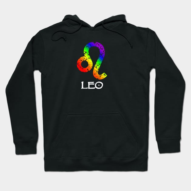 Leo Zodiac Symbol in Rainbow Color Hoodie by Muzehack